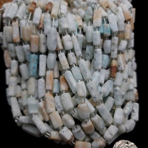 Beautiful Undyed Ancient Calcite / Natural Blue Brown White Afghanistan Calcite / Full Strand 15&quot; 7-20mm / Jewelry Supplies.