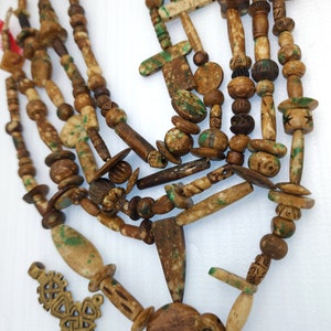 Rustic Splattered Bone Beads / Strand 14&quot; Variety Of Bone Beads / Tribal / Ethnic / Boho / Fun Beads / Jewelry Making Supplies.