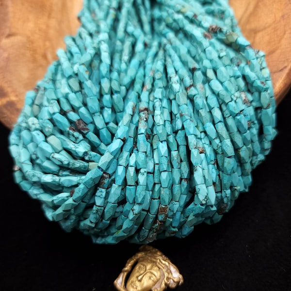 Wow Beautiful Genuine Green Blue Turquois Faceted Strand 15"+ Inches 65-68 Turquoises Beads 5-7mmx3-4mm / Afghan Beads / Jewelry Supplies