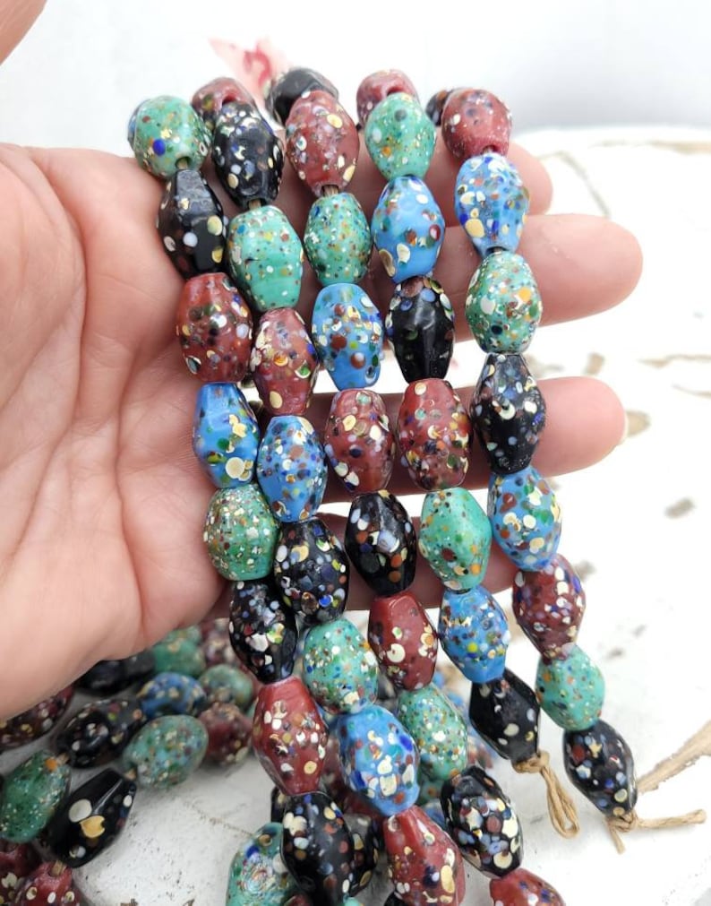 Thailand Diamond Shaped Mosaic Glass Beads/ Strand With 12 Beads14-17mm/ Thailand Beads / Indonesia / Lampwork Beads/Jewelery Supplies. image 7