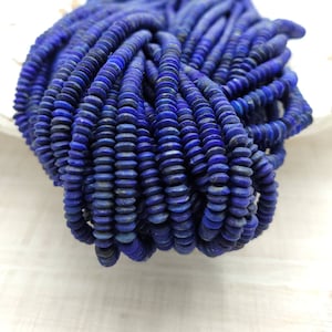 High Quality Afghanistan Lapis Lazuli Saucer Beads | 15" Strand | 4-5mm | 190+ Beads | Jewelry Making Supplies