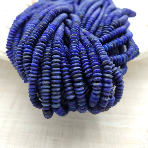 Beautiful High Quality Lapis Lazuli Saucer Shaped Strand 15 "  4-5mm + 190+ Beads / Jewelry Supplies / Heishi Beads / Afghanistan  Beads.