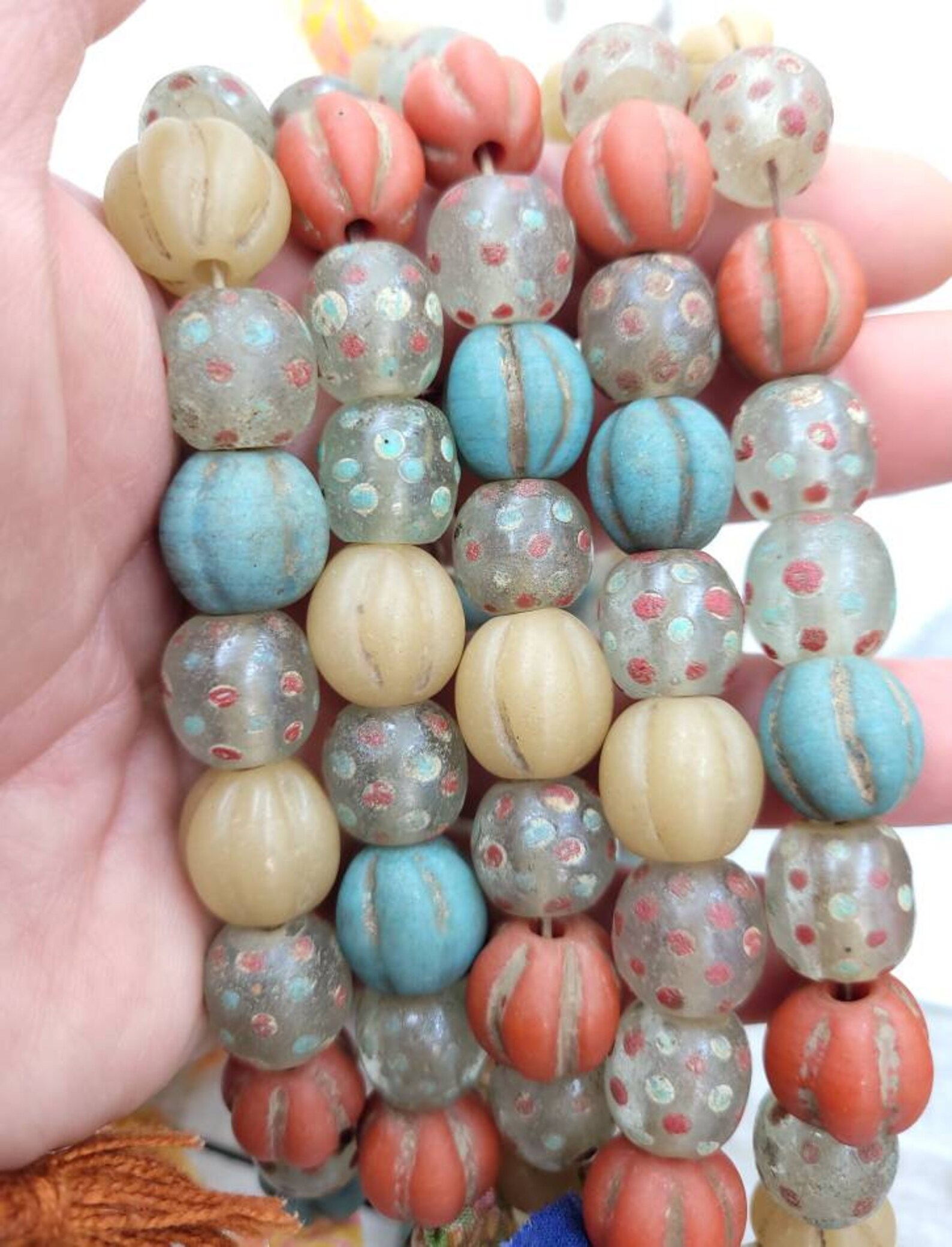 Beautiful Found Old Glass Beads Made by Oriental Artisan Hands Etsy
