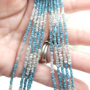 Forniture per gioielli con diamanti grezzi autentici AAA / naturali grezzi / diamanti grezzi / 2 mm-3 mm / diamanti grigi blu neri / filo intero o 10 diamanti. 1: Full Strand