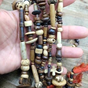 Strand 14&quot; Fun & Variable Bone Beads 4-38mm / Ethnic / Boho / Hippie / Tribal / Hand Carved Beads / Jewelry Making Supplies.