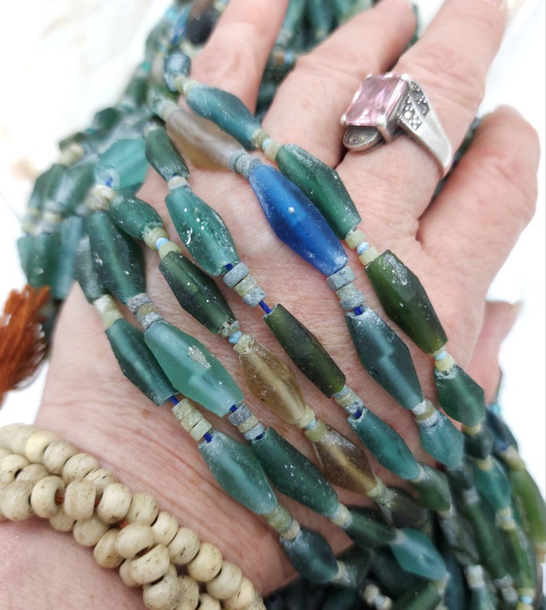 100% Genuine Ancient Roman Glass / Roman Glass Diamond-Shaped Beads Long 12mm -20mm + / Afghan Beads / Jewelry Making Supplies. image 4