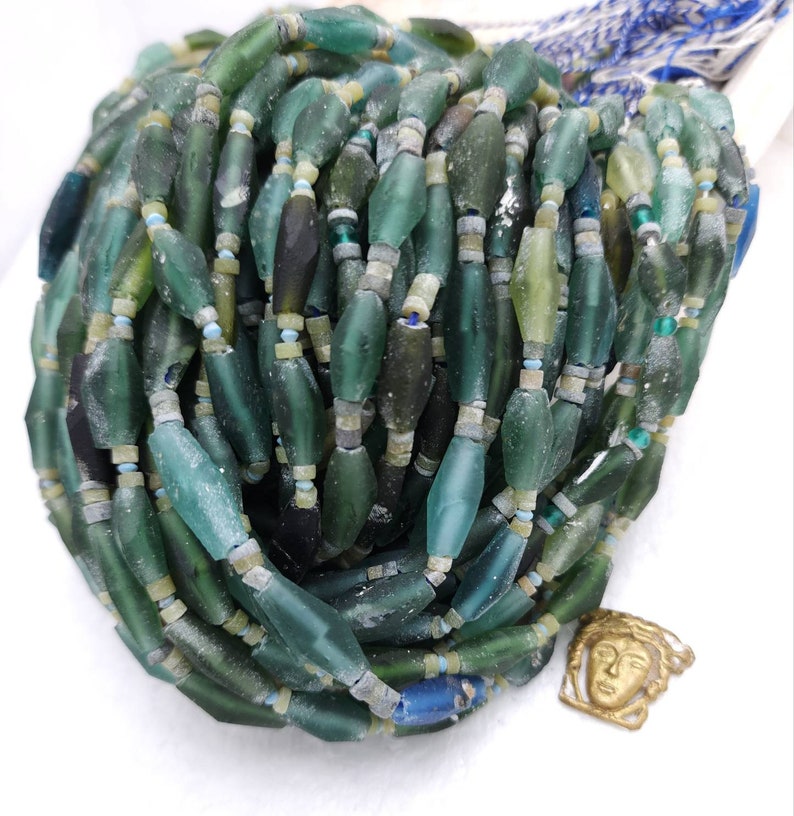 100% Genuine Ancient Roman Glass / Roman Glass Diamond-Shaped Beads Long 12mm -20mm + / Afghan Beads / Jewelry Making Supplies. image 5