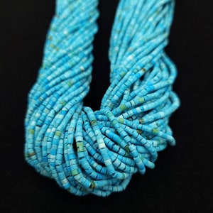 Heishi Turquoise 100% Natural Genuine Tube Shaped Option To Choose Strand 15 &quot;2-3mm or 1mm / Small Beads / Afghani Beads / Jewelry Supplies