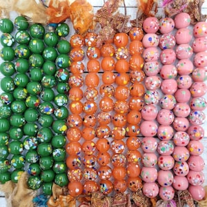 Glass Beads Handmade From Thailand 12mm x 10mm Strand with 12 Beads / Lampwork Beads / Jewelry Making Supplies / Indonesian beads.