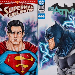 Ilustración de portada con boceto en blanco personalizado original de DC Comics, Marvel Comics, encargos