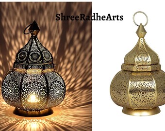 Oriental Moroccan Lantern Wind Light Garden Glass Vintage Table Lantern