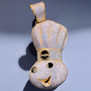 Customized Hip Hop Pendant For Men, Cute Cartoon Doughboy Pendant, 14K Yellow Gold Plated, Gifts For Men's, Character Cartoon Pendant