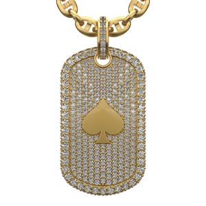 Hip Hop Poker Halskette, 14K Vergoldet Iced Out Simulierter Diamant Royal Flush viel Glück Anhänger, Glücksspiel Kasino Schmuck Geschenk für Männer Jungen