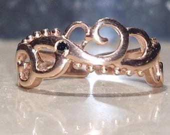 Anillo para el dedo del pie, joya playera única, moderno anillo apilable en oro rosa de 14 k, diseño de amor, anillo ajustable, regalo.