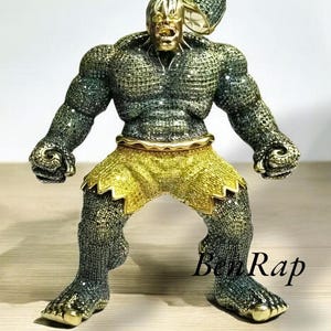 Colgante de dibujos animados de Hulk con diamantes helados para hombre, chapado en oro amarillo de 14 quilates, regalos para hombres, colgante de personaje de dibujos animados, colgante personalizado de hip hop
