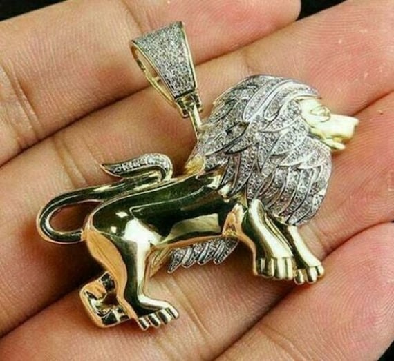 LION KING Pendant for Men Moissanite/ Diamond Pendant, Men's King