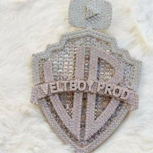 Colgante de moissanita personalizado de estilo hip hop para él, colgante hecho a pedido para hombres, colgante de oro blanco VB Velt Boy Prod con diamantes baguette para hombres