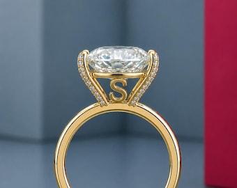 Initial Letter Bridal Ring For Women, Gold Plated Wedding Ring, Solitaire Engagement Ring