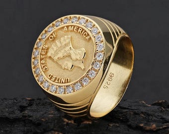 Customizable US Coin Ring: Personalized Design, Anniversary Gift