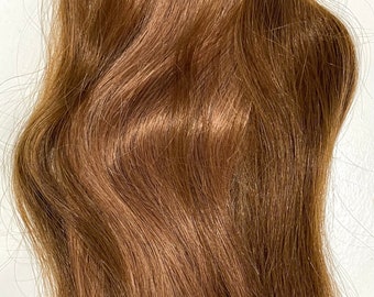 14-16 &quot;Topper - Hellbraun // Echthaar, dünner werdendes Haar, Haarausfall Perücke, Naturbraun, Lace Front, maßgeschneiderte Perücke, Clip in Topper, langer Topper