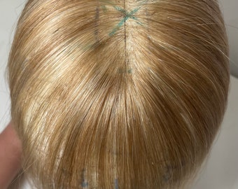 12” Topper - Natural blonde with highlights // Clip in hair topper, Thinning hair, Natural blonde wig, Lace front, Hair loss, Human Hair
