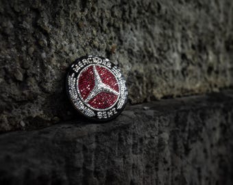 Original OEM | Mercedes Benz Logo Engine Hood Emblem Star Batch | with original Preciosa crystals | icy iced accessory bling