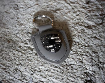 Original OEM | Porsche Turbonit grey (limited edition) Keychain Logo Emblem Batch | refined with original Preciosa crystals |icy tuning iced