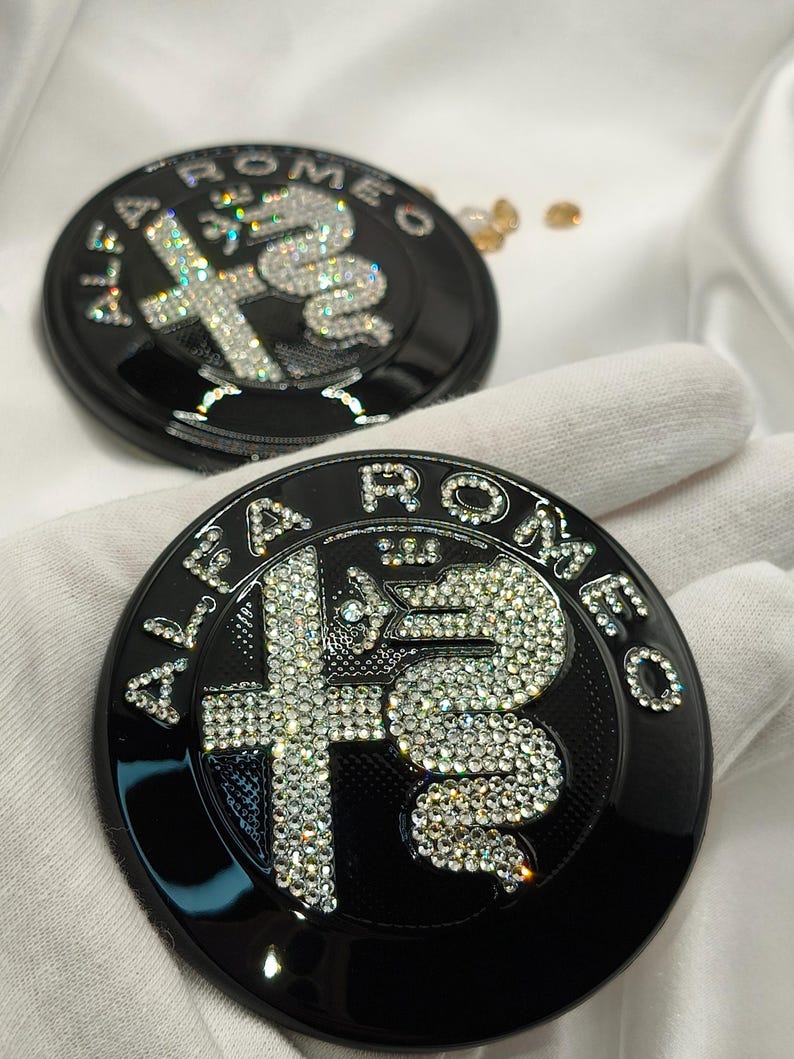 Original OEM Alfa Romeo | Badge Logo Blacck Emblem Set Front+rear ...