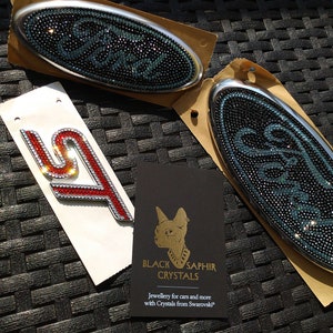 Original OEM | Ford Logo Emblem Batch trunk ST writing | refined with original Preciosa crystals | focus fiesta