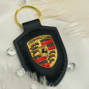 Original OEM | Porsche Keychain Logo Emblem Batch | refined with original Preciosa crystals | icy tuning iced crystallized