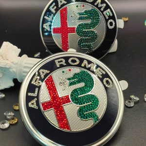OEM originale Alfa Romeo |  Set di emblemi con logo in batch |  Anteriore+Posteriore rifinito con cristalli originali Preciosa Giulia Stelvio Giulietta Tonale