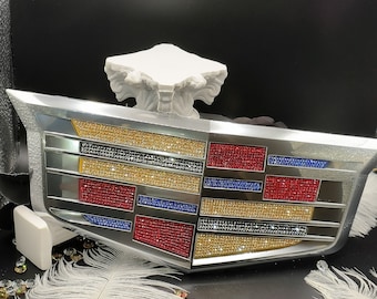 Original OEM | Cadillac Logo Front Emblem Batch for ESCALADE | refined with original Preciosa crystals | US Car bling nails