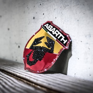 Original OEM | Abarth Fiat 500 Punto Set of 2pcs Front+Rear Logo Emblem Batch |refined with original Preciosa crystals tuning