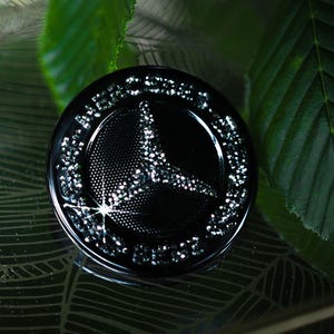 Original OEM | Mercedes Benz Logo Engine Hood Emblem Star Batch | with original Preciosa crystals | icy iced accessory bling
