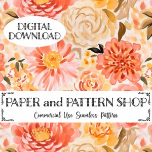 Preppy Fall Floral Seamless Pattern, Fall seamless file, Watercolor Floral seamless, Preppy seamless file, autumn floral seamless,