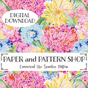 Tropical Summer Watercolor Seamless Pattern, Preppy Floral seamless file, Bright Rainbow Floral seamless,Summer Watercolor floral seamless
