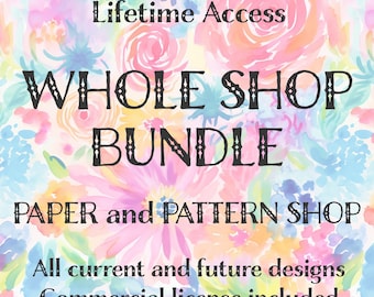 Whole Shop Bundle Lifetime Access Paper and Pattern Shop, Preppy seamless file bundle, Funny Sassy PNG bundle, POD Commercial Bundle