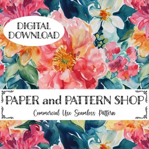 Tropical Watercolor Seamless Pattern, Preppy Floral seamless file, Bright Rainbow Floral seamless,Summer Watercolor floral seamless