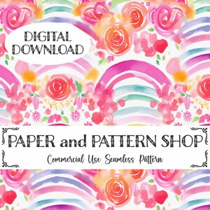 Rainbow Floral Watercolor Seamless Pattern, Abstract Floral seamless file, Bright Rainbow Floral seamless,Summer Watercolor floral seamless