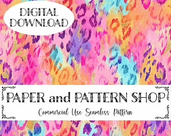 Preppy Rainbow Leopard Seamless Pattern, Halloween Leopard seamless file, Cute Ghost seamless, Preppy Halloween seamless file