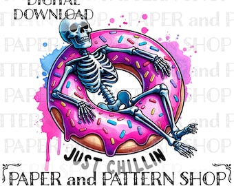 Just Chillin PNG, Sarcastic Skeleton PNG, Summerween png, Sassy Skeleton png, Spooky Halloween sublimation design, Summerween seamless