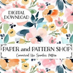 Spring Watercolor Floral Seamless Pattern, Preppy Spring Floral seamless file, Pastel Floral seamless, Summer Watercolor floral seamless