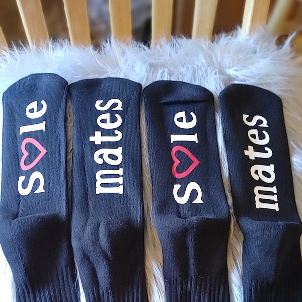 Soul mate socks/ 2 pairs/ 4 socks total/his and her/couples present/annivarsary/wedding/ engagement/valentines day/gag gift/ cotton socks