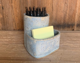 Ceramic Pencil organizer and notepad organizer for desk - perfect gift for teacher