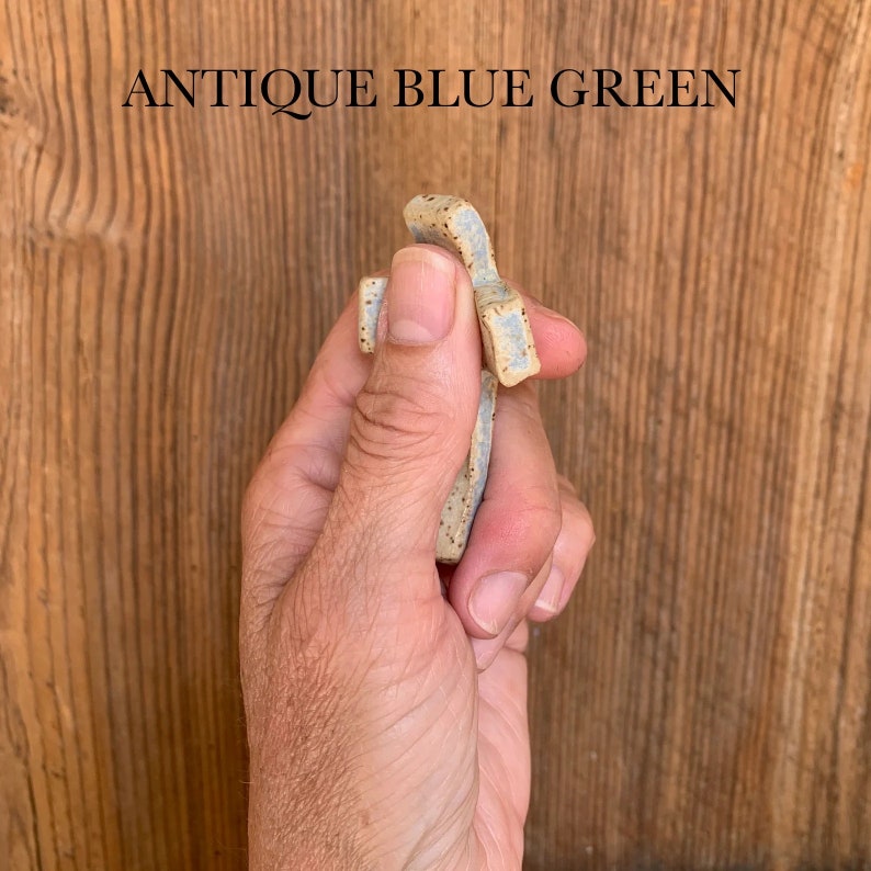 Handmade Ceramic Thumbprint Cross Comforting Prayer Tool, Ideal for Prayer Warriors Antique Blue Green
