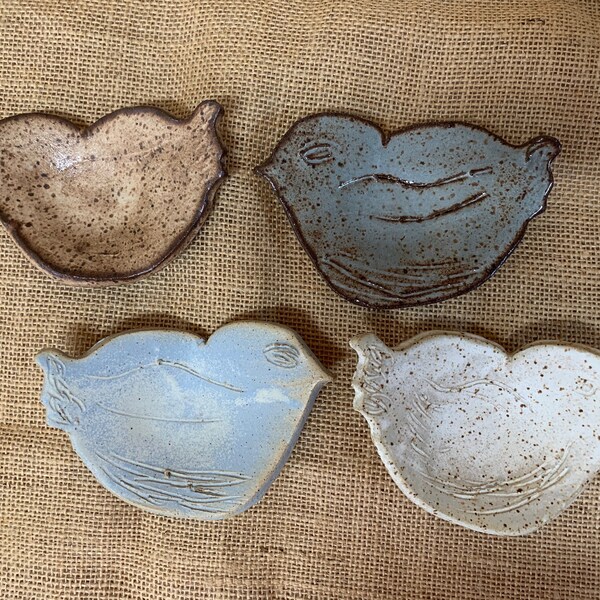 Ceramic Bird Dishes, Handmade Pottery, Jewelry Dish, Spoon Rest, Tea Bag holder- Available in BULK PRICES- Ready to ship!