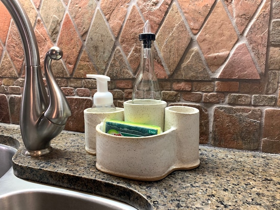 Kitchen Organiser Sink Caddy Basket Dish Cleaning Sponge Holder Soap  Dispenser
