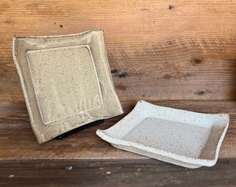 Square Appetizer Platter. Handmade Ceramic Stoneware. Ceramic Plate. Ceramic Appetizer Tray. Serving Dish. Cheese and Cracker Dish
