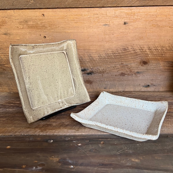 Elegant Handcrafted Square Ceramic Appetizer Platter - Versatile Stoneware Serving Tray