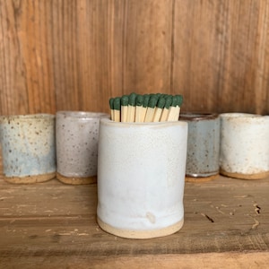 Handmade Ceramic Match Stick Holder Versatile & Decorative, Available in Various Glazes Snow